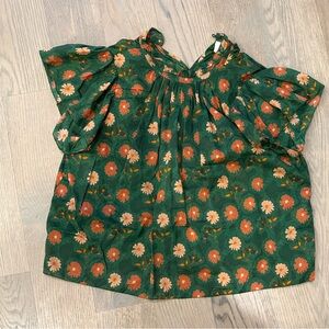 Trovata Green and Orange Floral Blouse